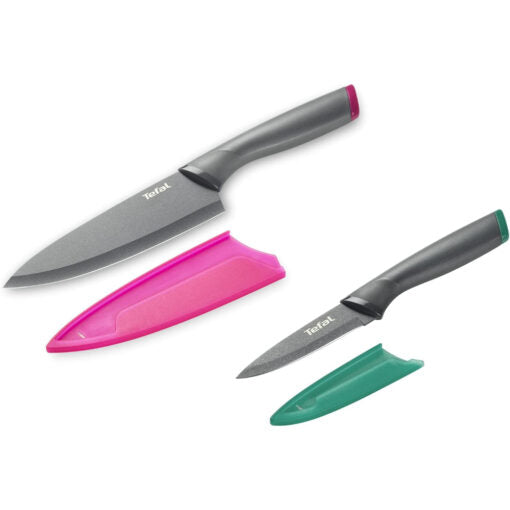 Tefal Fresh Kitchen Knife Set 2PC Paring Chef Titanium Non-Stick